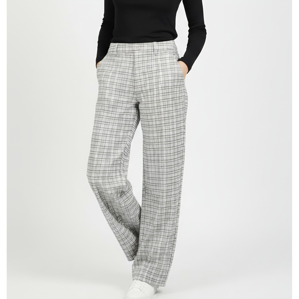Volcom Plaid Wide Leg Pants Womens 28 Gray‎ White Y2K Baggy Skate Trouser Casual